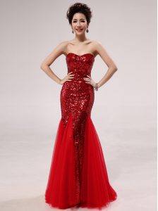 Dazzling Mermaid Sleeveless Zipper Floor Length Sequins Prom Evening Gown