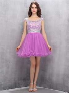 Scoop Mini Length A-line Sleeveless Lilac Prom Dress Zipper