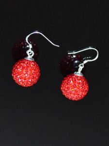 Red Round Sweet Rhinestone Earrings