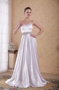 Ivory Empire Sweetheart Dress for Prom with Beading in Satin