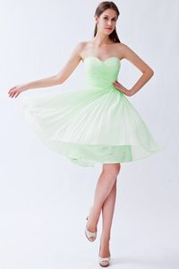 Light Green Empire Sweetheart Knee-length Chiffon Prom Dress with Pleats