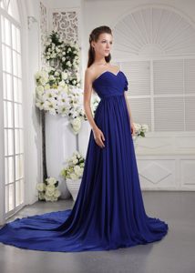 Beautiful Blue Empire One Shoulder Chiffon Prom Dress with