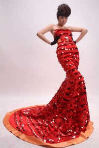 Sexy Paillette Over Skirt and Sash For 2013 Prom Dress Floor length in Multicolor
