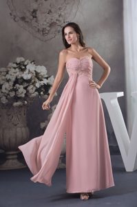 Sweetheart Ankle-length Prom Dress with Beading For Party in Baby Pink