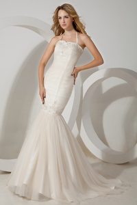 Sexy Mermaid Halter-top Prom Wedding Dress with Appliques on Promotion