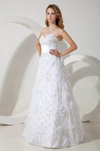 Beading Sweetheart Wedding Dress with Ruffles and Side Zipper in Low Price