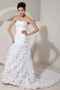 Beautiful Mermaid Beaded Dress for Church Wedding with Ruches and Ruffles