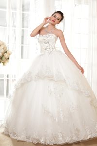 Bottom Price White Strapless Dress for Wedding with Embroidery and Beads