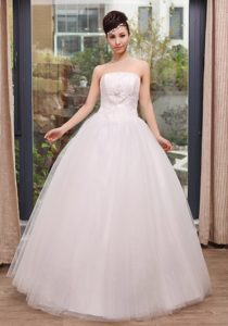 Beading White Wedding Party Dress with Hand Made Flower and Lace Up Back