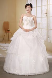 Ball Gown Sweetheart Dress for Church Wedding with Embroidery and Pick-ups