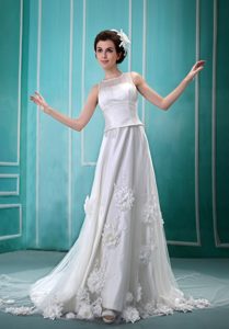 Wholesale Scoop Prom Wedding Dress with Hand Made Flowers on Promotion