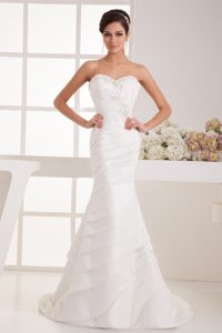 Sweetheart Mermaid Wedding Dresses for Women with Ruches and Appliques
