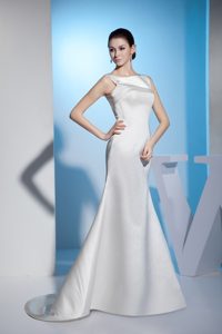 Beauty Mermaid Bateau Beading Wedding Party Dress with in Satin