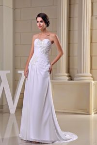 Sweetheart Glitz Prom Wedding Dress with Ruches and Beadings