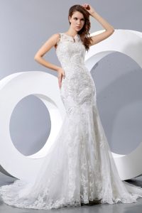 Mermaid Court Train Wedding Dresses for Women with Cool Neckline in White