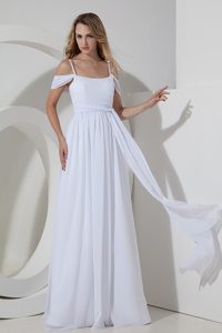 Beautiful Empire Straps Wedding Dresses with Ruches in Chiffon on Promotion