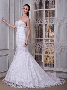 Pretty Mermaid Sweetheart Wedding Dress in Taffeta and Lace with