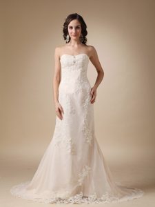 Amazing Column Court Train White Wedding Party Dress with Sweetheart Neck