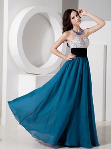 Most Popular Sweetheart Long Teal Chiffon Evening Dress with Beading