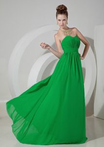 Sweetheart Spring Green Ruched Chiffon Evening Dresses for Cheap