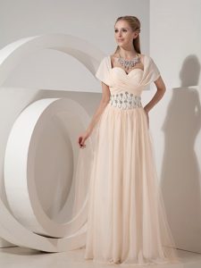 New Style Column Sweetheart Evening Dresses in Chiffon in Champagne