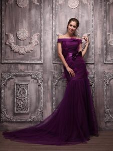 Nice Dark Purple Mermaid Off The Shoulder Homecoming Evening Dress