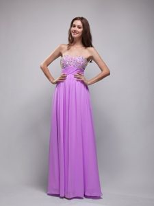 Flirty Pink Empire Strapless Prom Evening Dresses in Chiffon with Beading