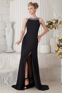 Angel Black Bateau Evening Formal Gowns with and Beading