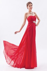 Romantic Wine Red Empire Strapless Evening Dress for Celebrity in Chiffon
