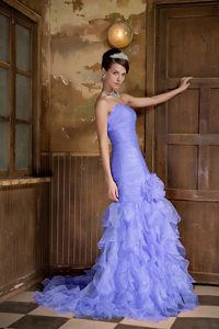 Lilac Mermaid Sweetheart Graceful Evening Dress for Celebrity with Ruffles