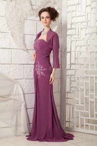 Best Dark Purple Column One Shoulder Appliqued Evening Formal Gowns
