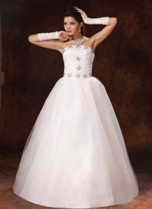 Custom Made Strapless Long Princess Dress for Wedding with Beading