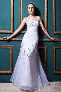 Column Sweetheart Wedding Reception Dresses in Tulle with Beading