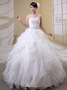 Sweetheart Church Wedding Dress with Beading and Ruffled Layers