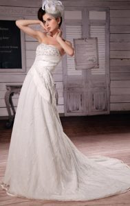 Luxurious Appliqued and Beaded Wedding Reception Dresses in Taffeta
