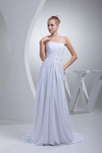 Elegant Empire Strapless Garden Wedding Dress with Beading and Belt