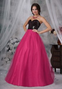Trendy Sweetheart Prom Dress with Paillette in Hot Pink and Black