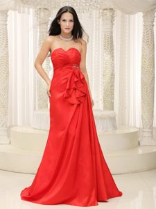 Surprising Sweetheart Red Ruched Lace-up Prom Dresses with