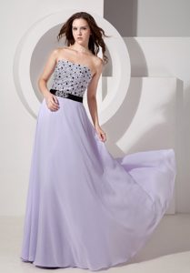 Lilac Empire Strapless Chiffon Beading Zipper-up Prom Dresses for Ladies