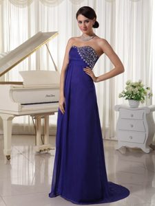 Empire Chiffon Beading Graceful Prom Dresses with in Purple