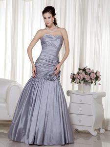 Good Quality Grey Sweetheart Prom Dress in Taffeta with Flowers