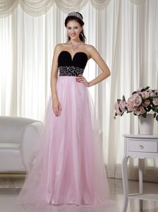 High End Pink and Black Prom Homecoming Dresses in Taffeta and Tulle