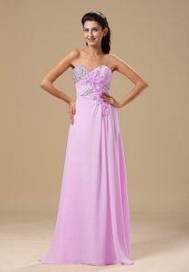 Stunning Beading Rose Pink Prom Holiday Dress with Hand Made Flowers