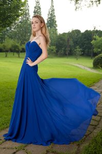 Royal Blue Sweetheart Ruched Chiffon Prom Dress for Homecoming