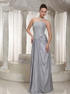 Strapless Long Gray Taffeta Prom Pageant Dress with Appliques on Sale
