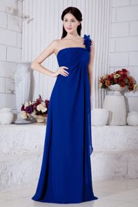 Chiffon One Shoulder Empire Prom Dress for Girls in Royal Blue