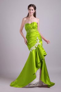Appliqued Mermaid Sweetheart Prom Party Dress in Spring Green