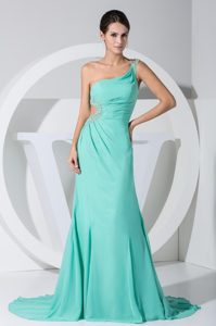 Apple Green One Shoulder Prom Party Dresses with Cutout Back