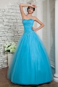 Discount Aqua Blue Sweetheart Prom Dress for Women with Beading