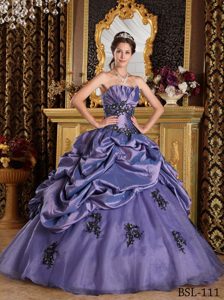 Clearance Purple Quinceanera Dress with Appliques and Pick-ups